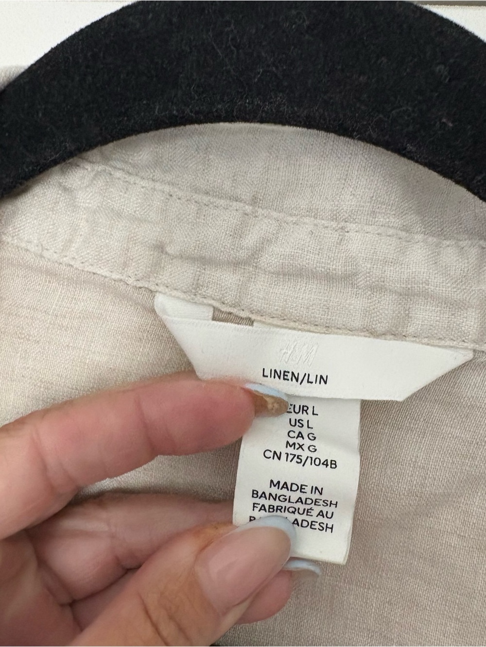 H&M Women’s Light Beige Linen Long Sleeve Button-Up Shirt - Picture 6 of 11